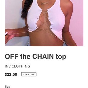 White Razor back crop top with gold chain